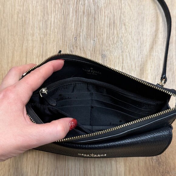 Kate Spade Leila Small Pebbled Leather Crossbody Black - Picture 3 of 7